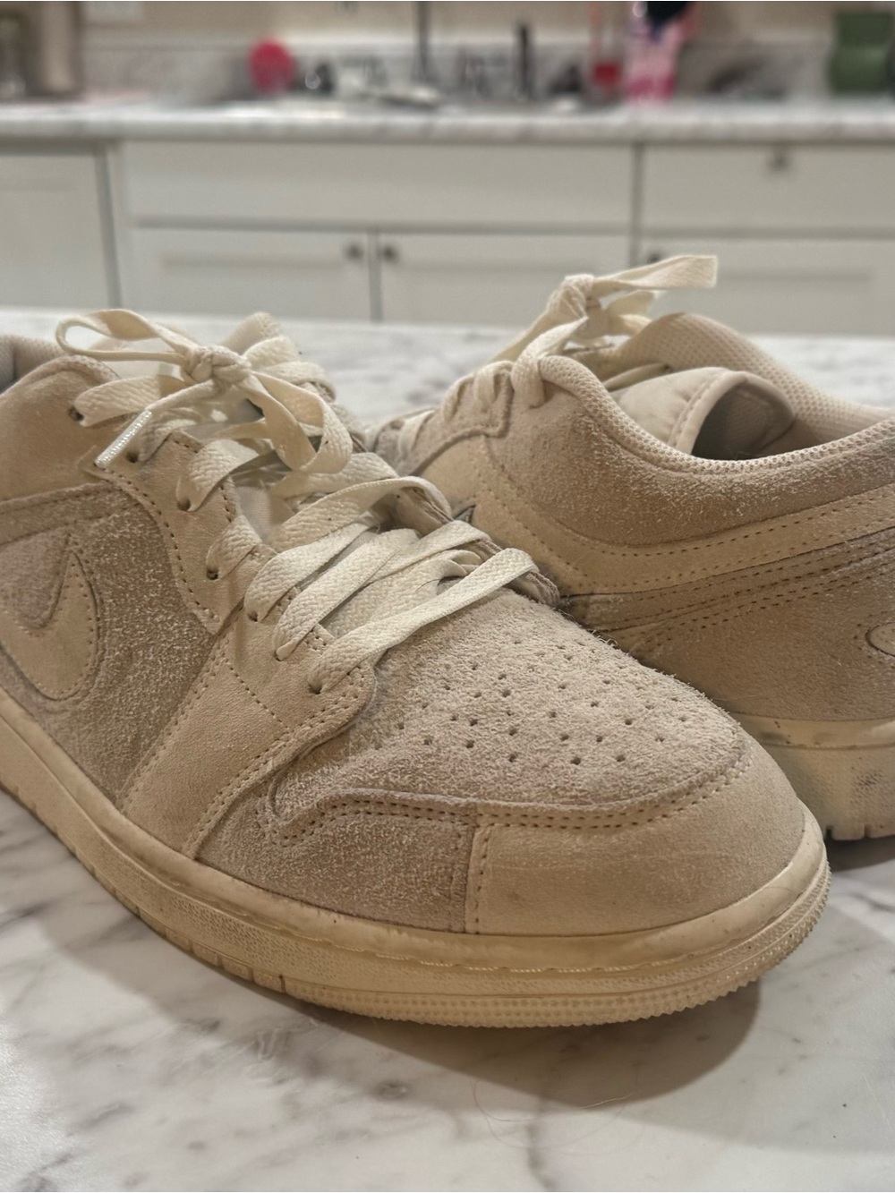Men’s Beige Suede Sneakers - Casual Lace-Up Shoe